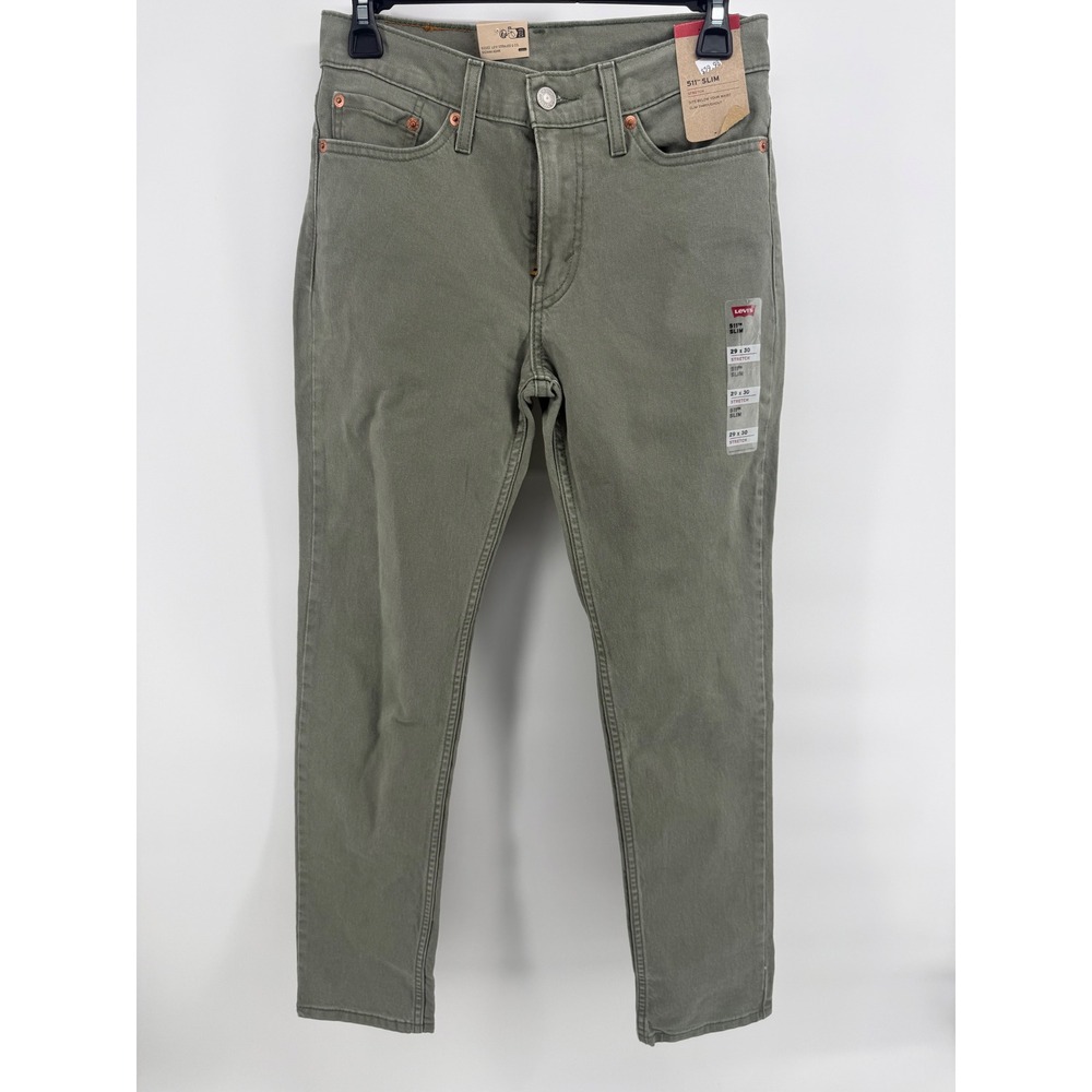 Levis 511 Slim Stretch Jeans Mens 29x30 Olive Green 045116089